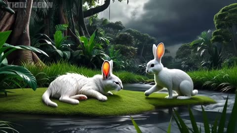 A Rabbit saved a Kitten that was Separated from its Mother(1080P_HD)(720P_60FPS)