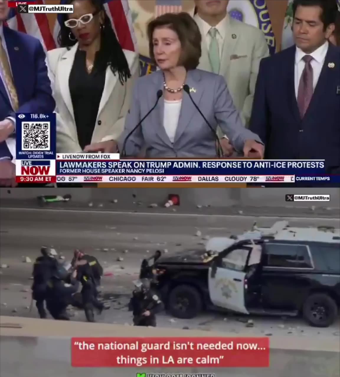 Nancy Pelosi: “Whenever you see cars on Fire, it may be an exuberance of the moment