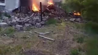 African Mercenary Crawls Away From Burning Building After Drone Strikes