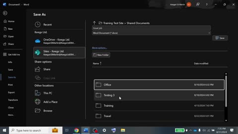 Saving microsoft word from desktop version