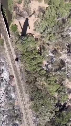 Train Trestle Bridge fire near Globe, Arizona.