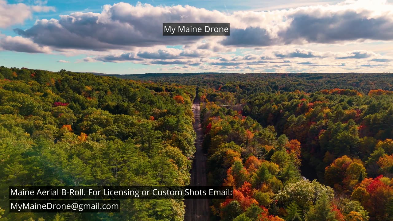 Maine B-Roll (No Sound): Aerial Views of Fall Foliage and Railroad Tracks in Gray, Maine Video 8