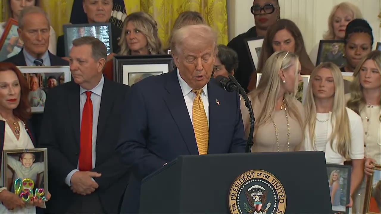 President Donald Trump attends the White House bill signing event.