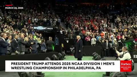 Crowd Goes Wild As Trump Arrives At The NCAA Division - Men’s Wrestling Championship