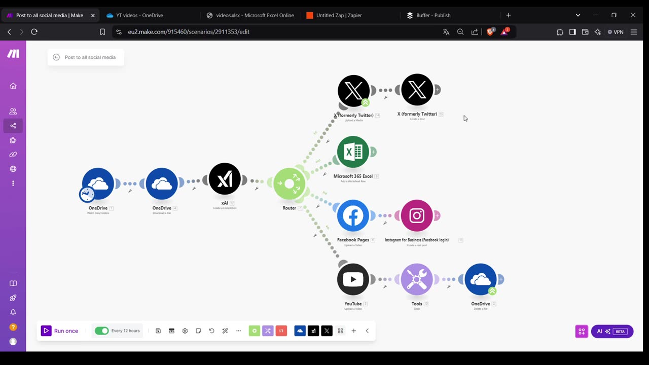 Post Automatically to Tiktok, YT, IG and other social media platforms (FREE) Make.com