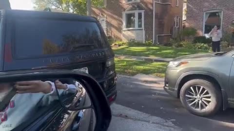 DHS warns the occupants of a vehicle who are blocking the agents that they are