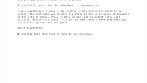 Miss C. S. Haas, Sworn in as a Defense Witness, 198th to Testify