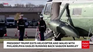Trump spends time with Philadelphia Eagles Saquon Barkley