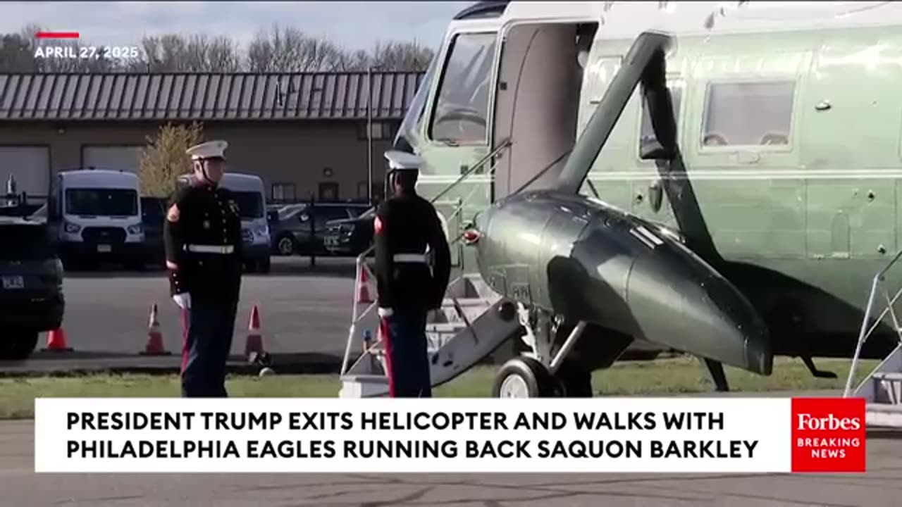 Trump spends time with Philadelphia Eagles Saquon Barkley