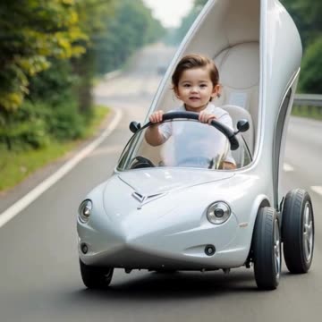 adorable baby driving heel vehicle