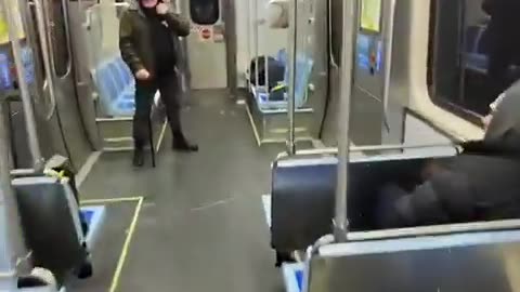 Chicago Public Transport: Tired Homeless People Sleeping