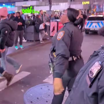 NYPD Police Cop Goes Crazy Times Square 42nd Street New York
