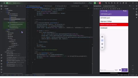 Client Work (𝐋𝐚𝐛 𝟓) | 𝐂𝐒𝐓𝟐𝟑𝟑𝟓 𝐋𝐚𝐛 𝟓 Output Android To-Do List App| Algonquin College | Canada