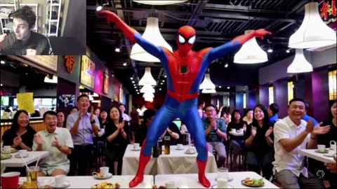Spider-Man Dancing On The Table At Chinese Restaurant Fake Funny Parody Video With Live Commentary