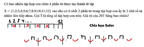 Toán 11: Chia kẹo Euler: Có bao nhiêu tập hợp con chứa 4 phần tử được tạo thành từ tập