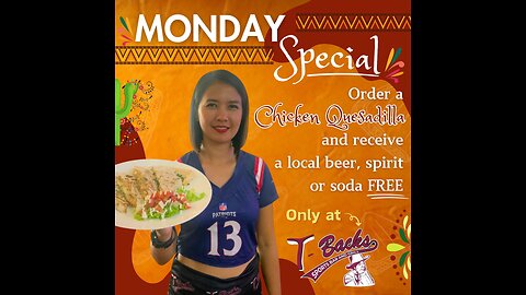 T-Backs Sports Bar and Grill Sports Schedule and quesadilla special for Monday May 12, 2025