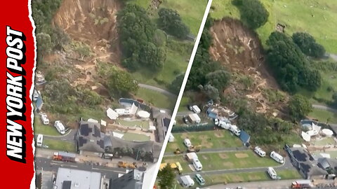 Aerial video shows landslide slamming into campsite in New Zealand
