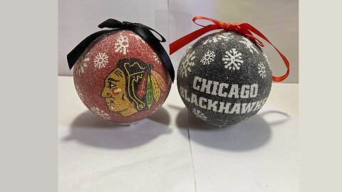Official NHL Chicago Blackhawks Set of 2 Light-up LED Christmas Ornaments