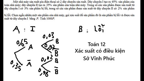 Sở Vĩnh Phúc Một nhà máy sản xuất pin điện thoại có 2 dây chuyền sản xuất. Dây chuyền I tạo ra 65%