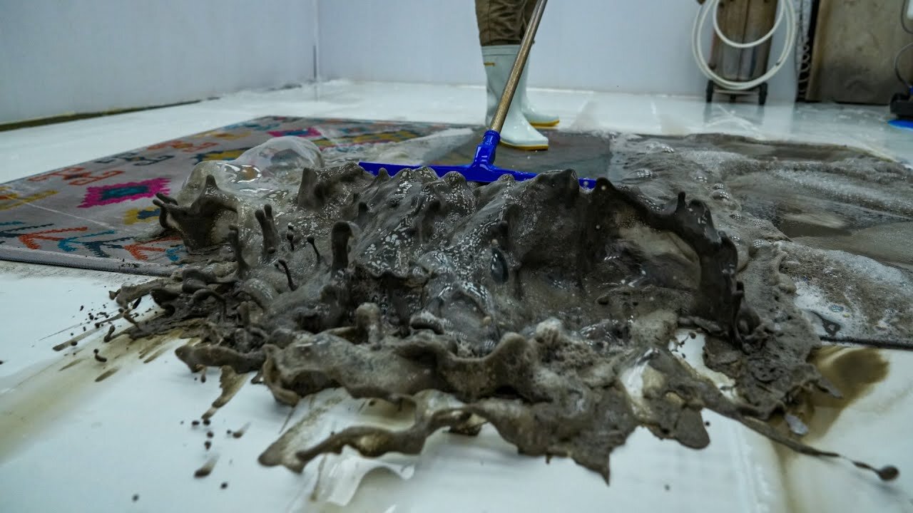 Muddy Carpets - The Incredible Recovery Of A Discarded Rug - Satisfying Video, ASMR Cleaning