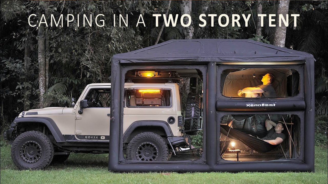 This 2-Story Tent is like a House! SOLO Camping in a Rain Forest