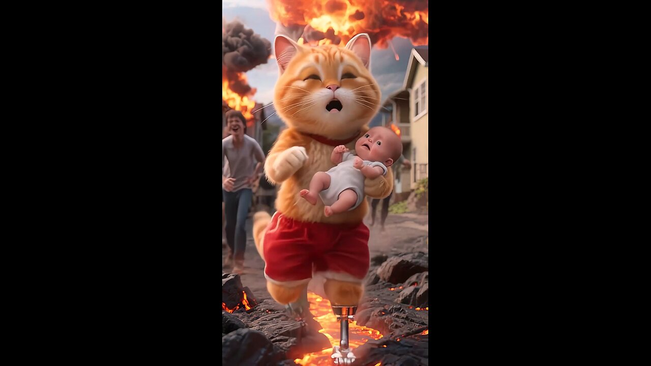 A cat rescue a little baby 🎬. l