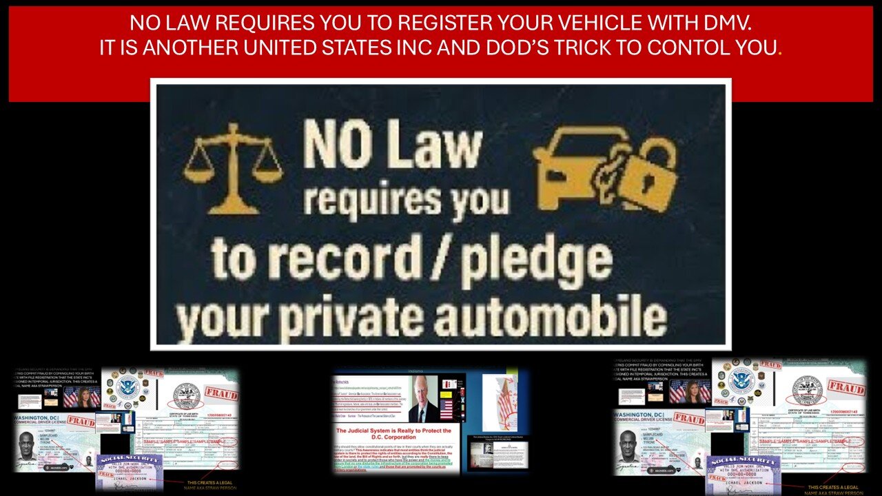 PROOF THERE IS NO LAW ON EARTH TO REGISTER YOUR VEHICLE TO THE UNITED STATES INC FOREIGN CORP