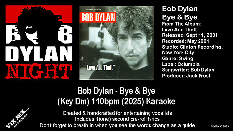 SingLikeBob - Bye And Bye (Key Dm) 110bpm (2025) Karaoke