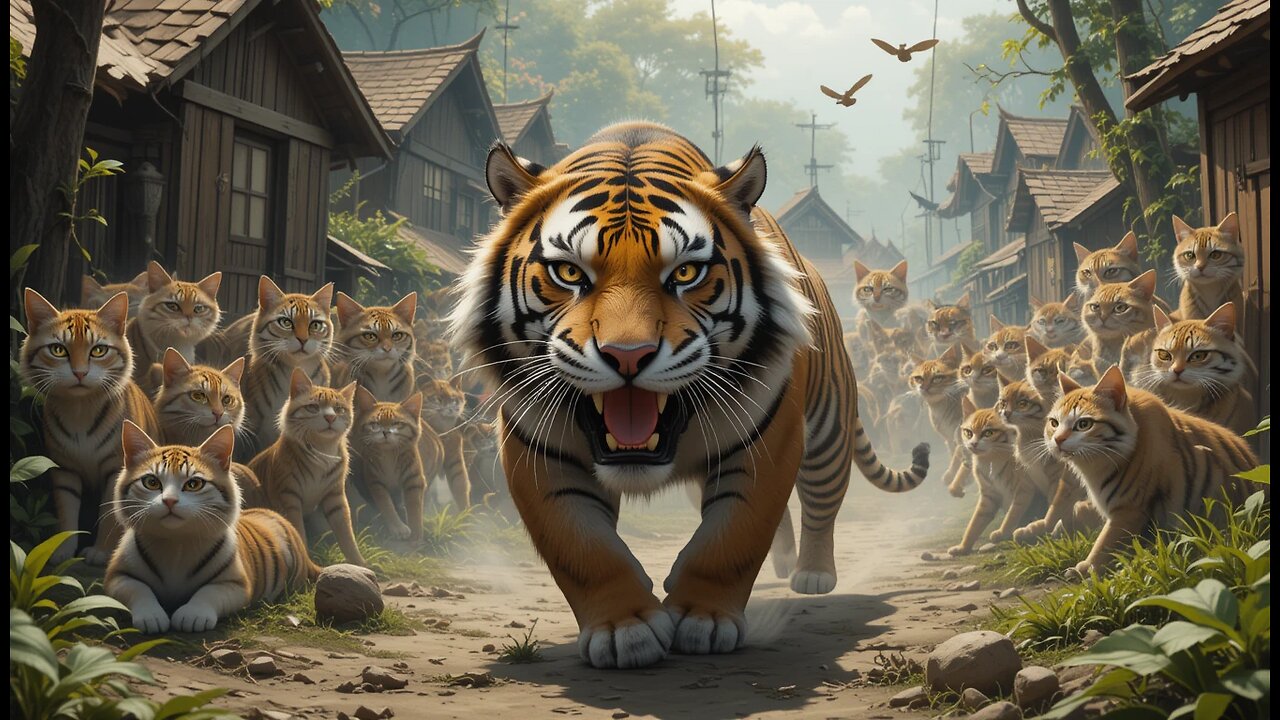 Tiger Trouble Ambushed by a Hundred Village Cats