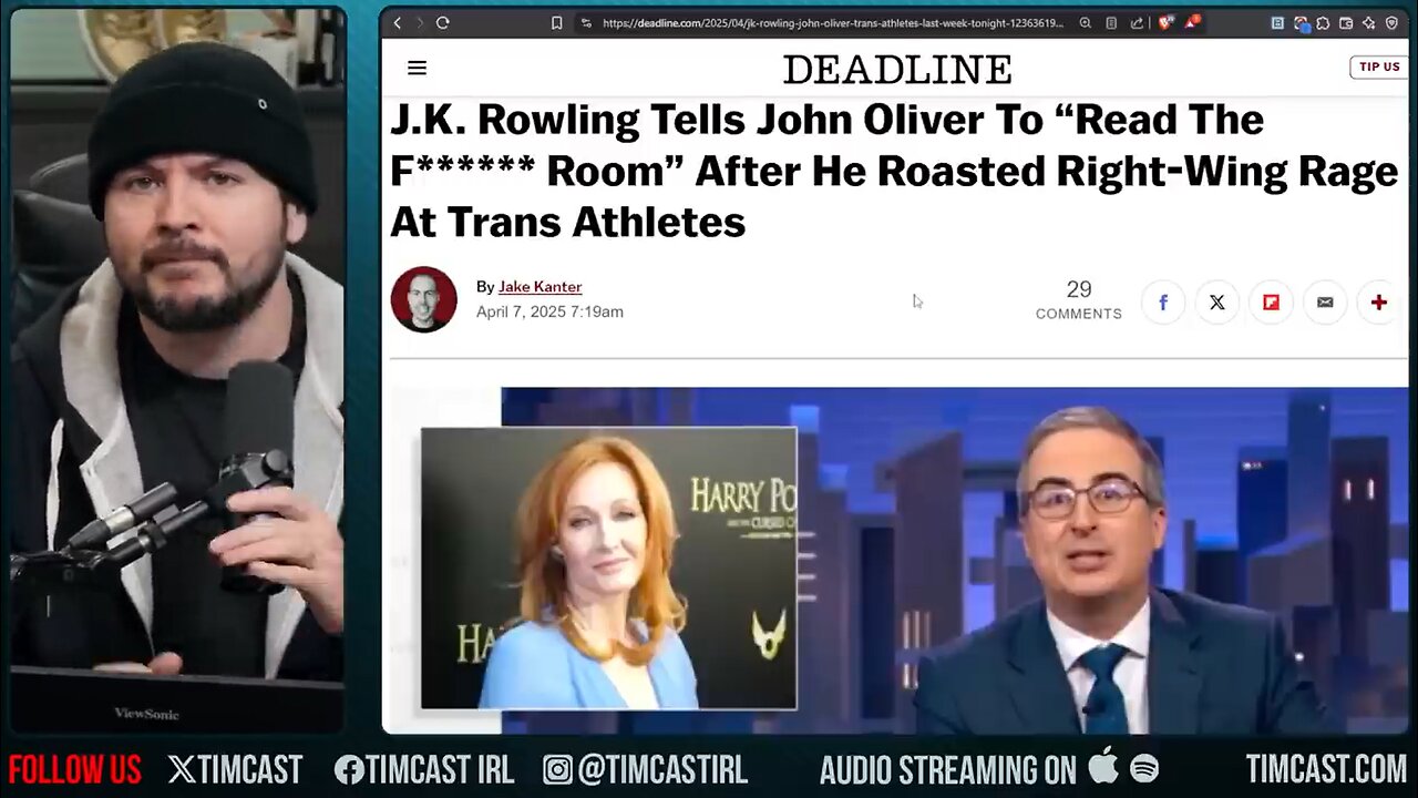 J.K. Rowling & Riley Gaines ROAST John Oliver Over LIES About Men in Women's Sports