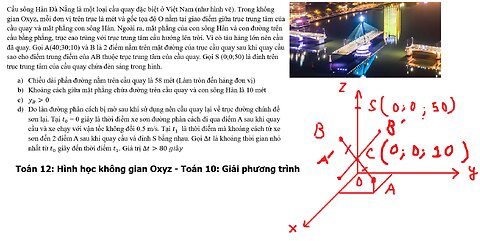 Toán 10+12: Hình Oxyz+Giải phương trình: Cầu sông Hàn Đà Nẵng là một loại cầu quay đặc biệt ở VN