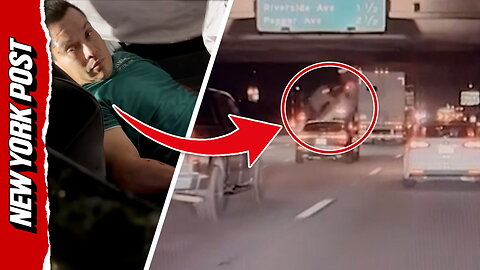 Stunned Driver Survives After Truck Launches Off Overpass in Wild California Crash