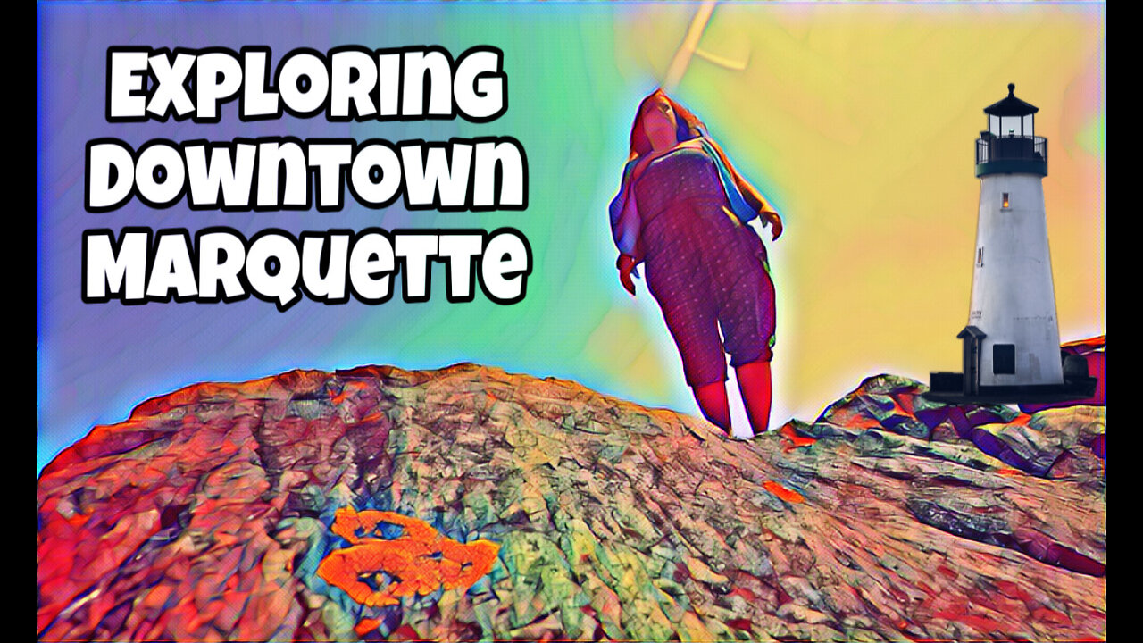 downtown Marquette MI- shoping, post office, lighthouse.