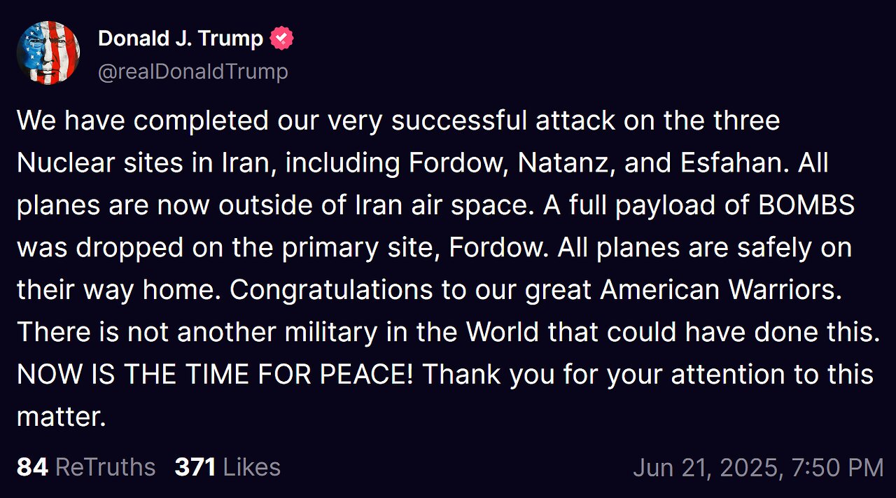 BREAKING NEWS BROADCAST - U.S. BOMBS IRAN