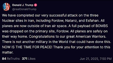 BREAKING NEWS BROADCAST - U.S. BOMBS IRAN