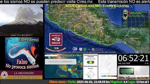 SISMO Magnitud 4.3 Loc 35 km al SUR de CD ALTAMIRANO, GRO 03/06/25 06:51:47 #noameritoalerta