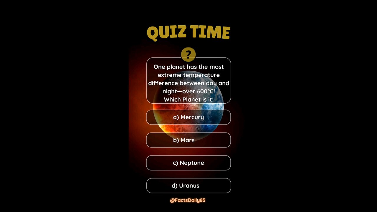 Which Planet Has the Biggest Temperature Swings? | Space Quiz Challenge #space #nasa #shorts