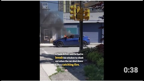 "Electric Car Traps Driver Inside and Catches Fire"