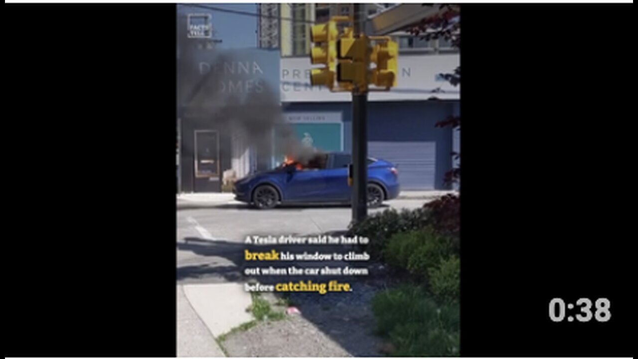 "Electric Car Traps Driver Inside and Catches Fire"