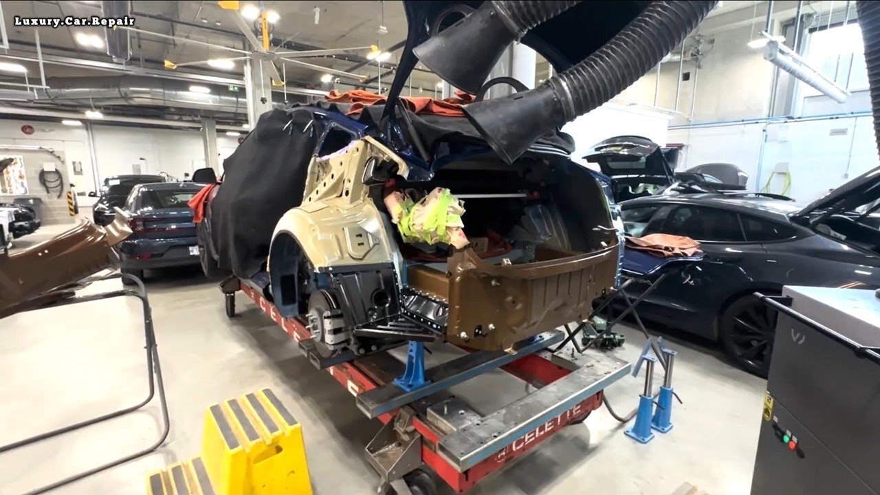(part 2) Step-by-Step Guide: Fixing a Tesla Model 3 Rear End on the Celette Bench