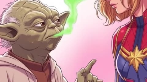 Yoda and captain marvel ai video