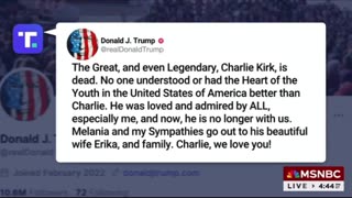President Trump post Charlie Kirk is no longer with us 😢 Prayers for his family & friends 🙏
