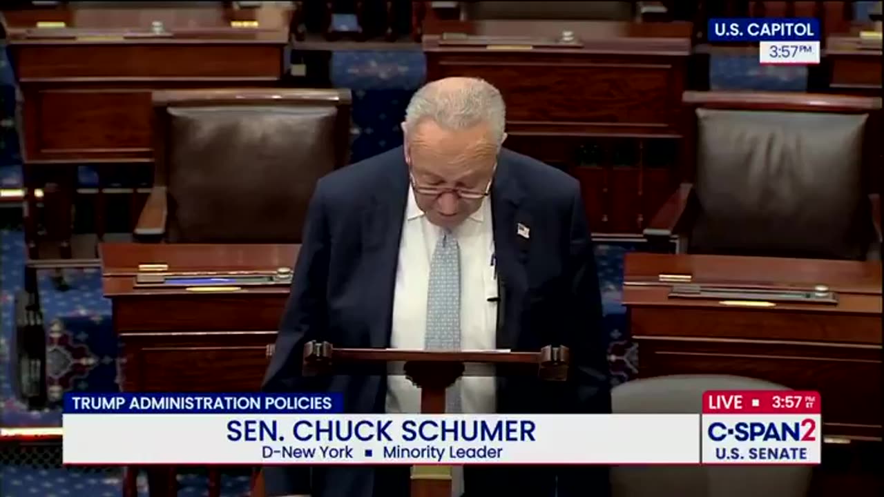 Chuck Schumer is MELTING DOWN on the Senate floor over President Trump’s MASSIVE trade deal with the EU