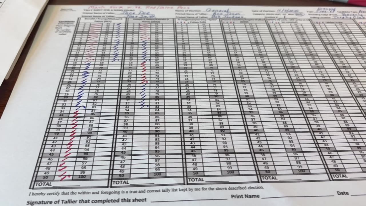 Chap65 Hand Count Instructions Video17, Alternate SOS Approved Tally Form, Marking the form Part6