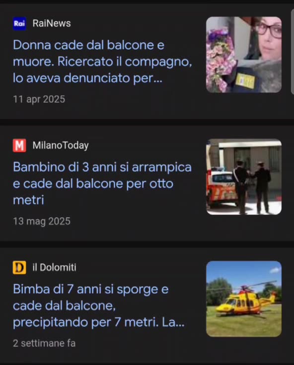 La nuova sindrome della caduta dal balcone.