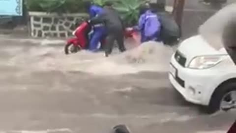Flash floods hits Lembang of West Java, Indonesia