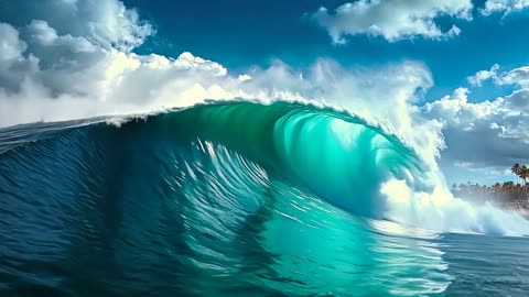 Stunning sea view Tsunami, high-definition Turquoise Water 8K