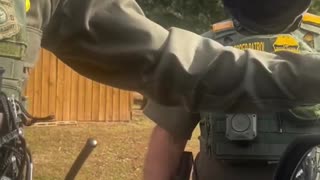 Ignorant young woman gets a single warning from CBP after following them and honking