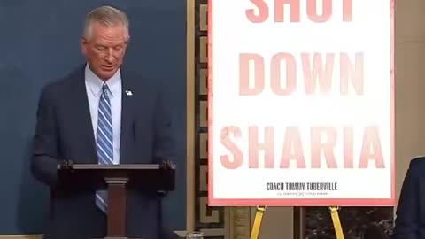 BREAKING 🚨 Senator Tommy Tuberville is on the Senate floor with a sign saying: ‘Shut Down Sharia’