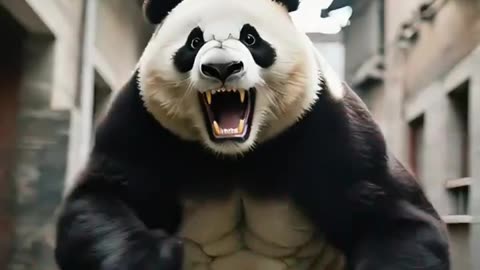 A poor dog and his friend panda insulted by strong panda and his friend